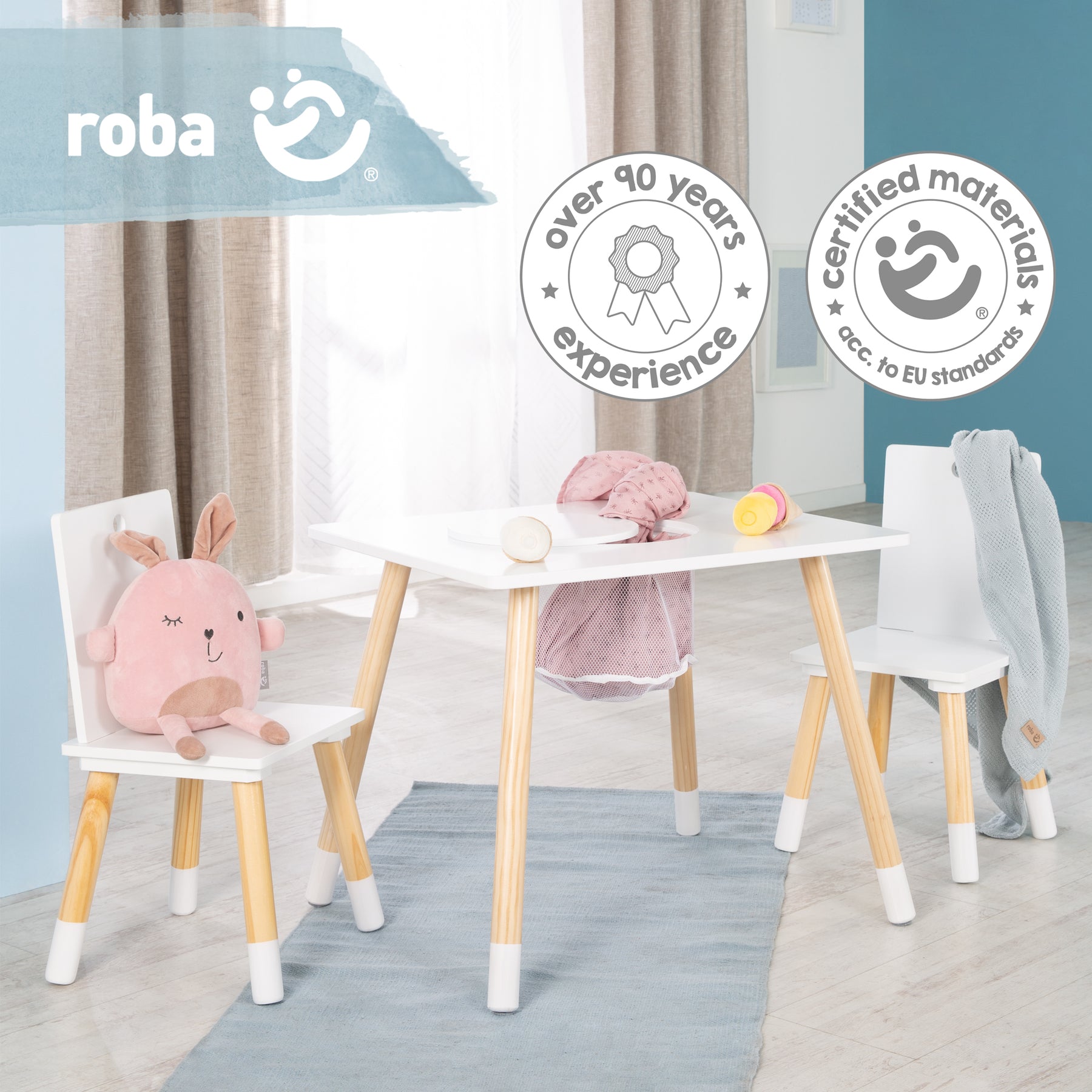 Kindersitzgruppe, 2 & aus Set Kinderstühlen GmbH Tisch, 1 kidtini Holz, – Kindermöbel